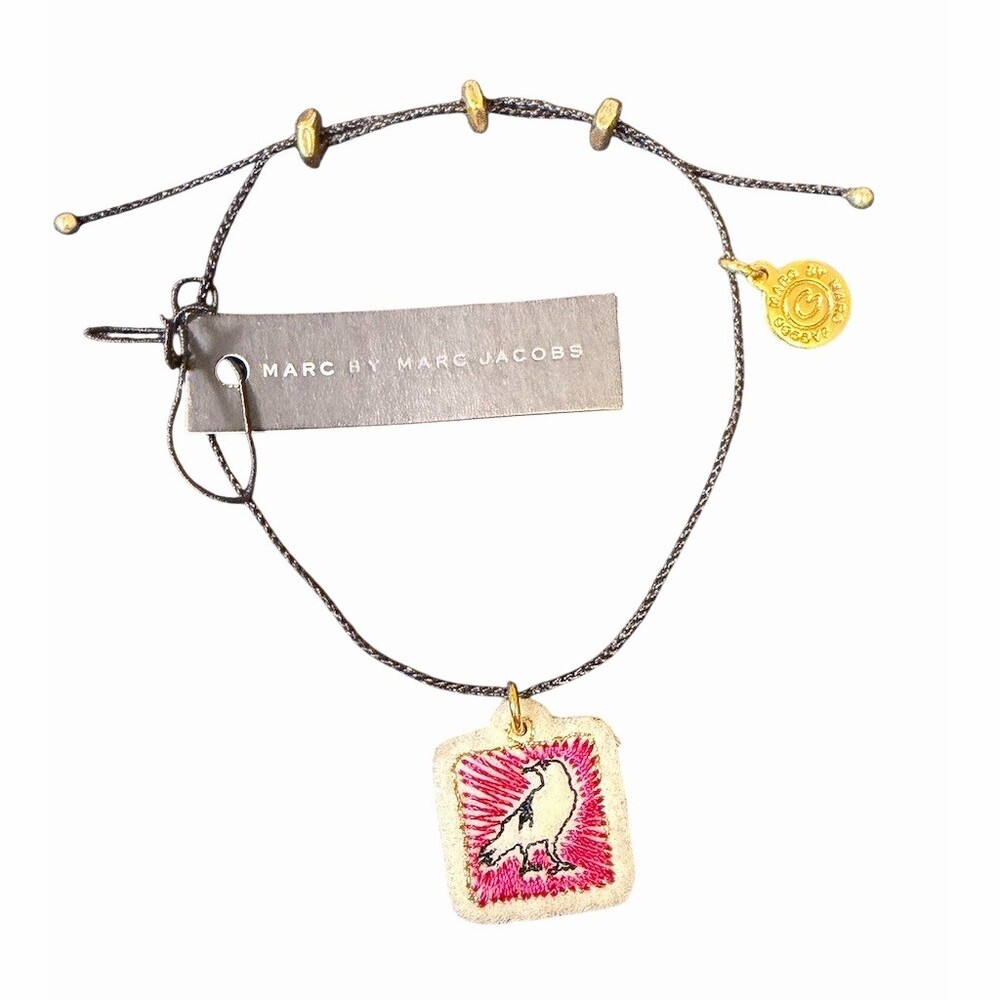 Marc Jacobs Bracelet Adjustable Cord Bird Charm Pink Multicolor